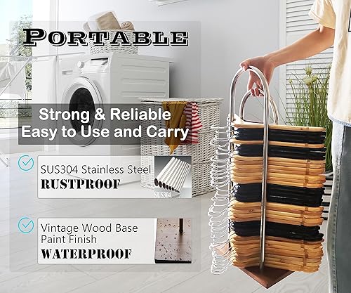 Miniatura 2 de Apilador de perchas, soporte organizador de percha de ropa, estante portátil de almacenamiento de madera para colgar colgadores pequeños de alambre