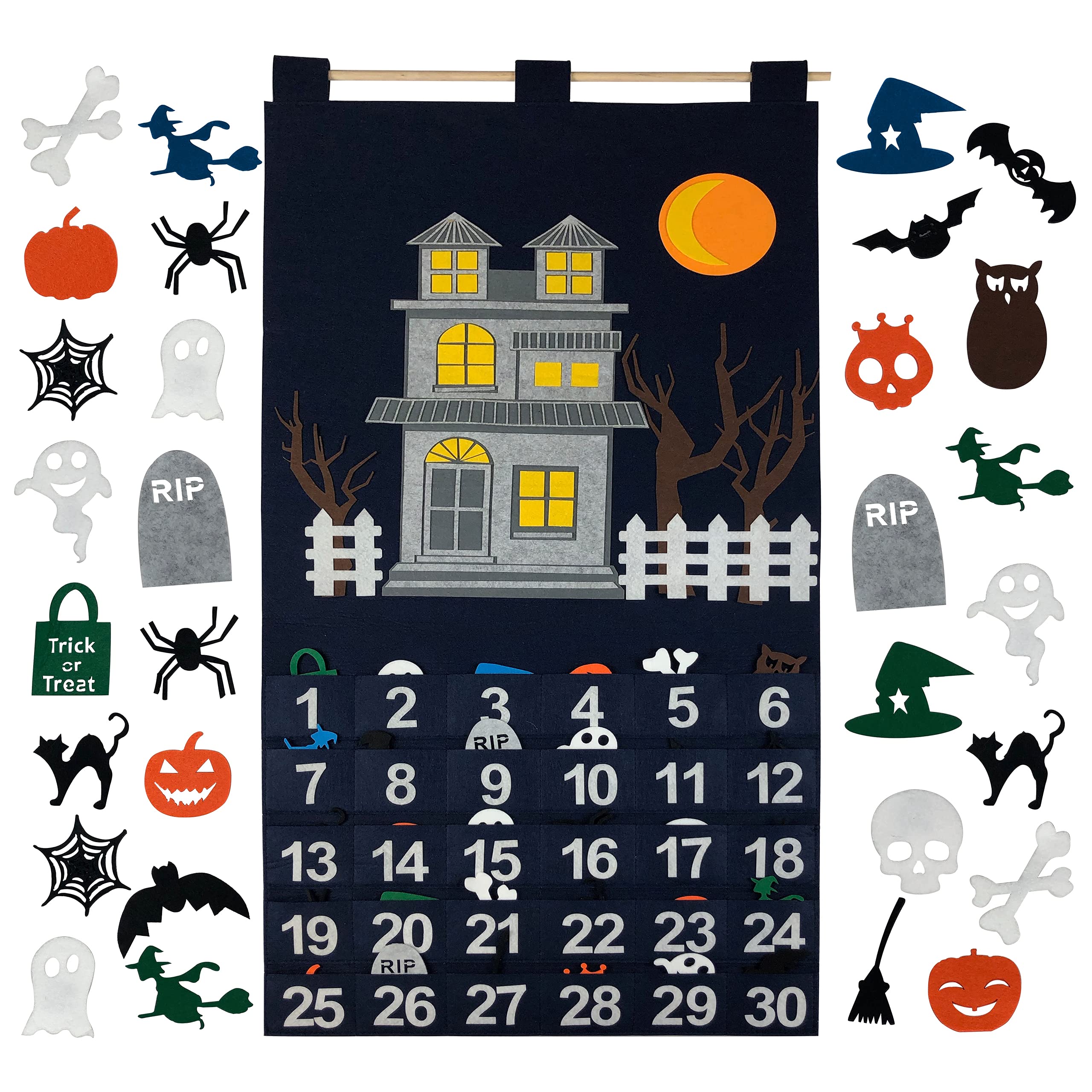 Countdown bis Halloween Adventskalender für den Einsatz zu Hause, in der Schule, im Klassenzimmer, im Büro zur Verwendung an Tür oder Wand mit 30 abnehmbaren Teilen für viele Jahre