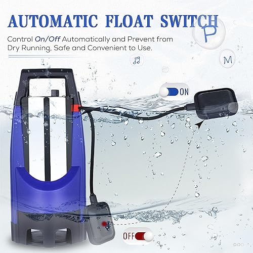 Miniatura 5 de MEDAS 1HP 3434 GPH Bomba de sumidero sumergible limpiasucia bomba de agua portátil con cable de 16.4 pies para piscina, jardín, sótano, tina,
