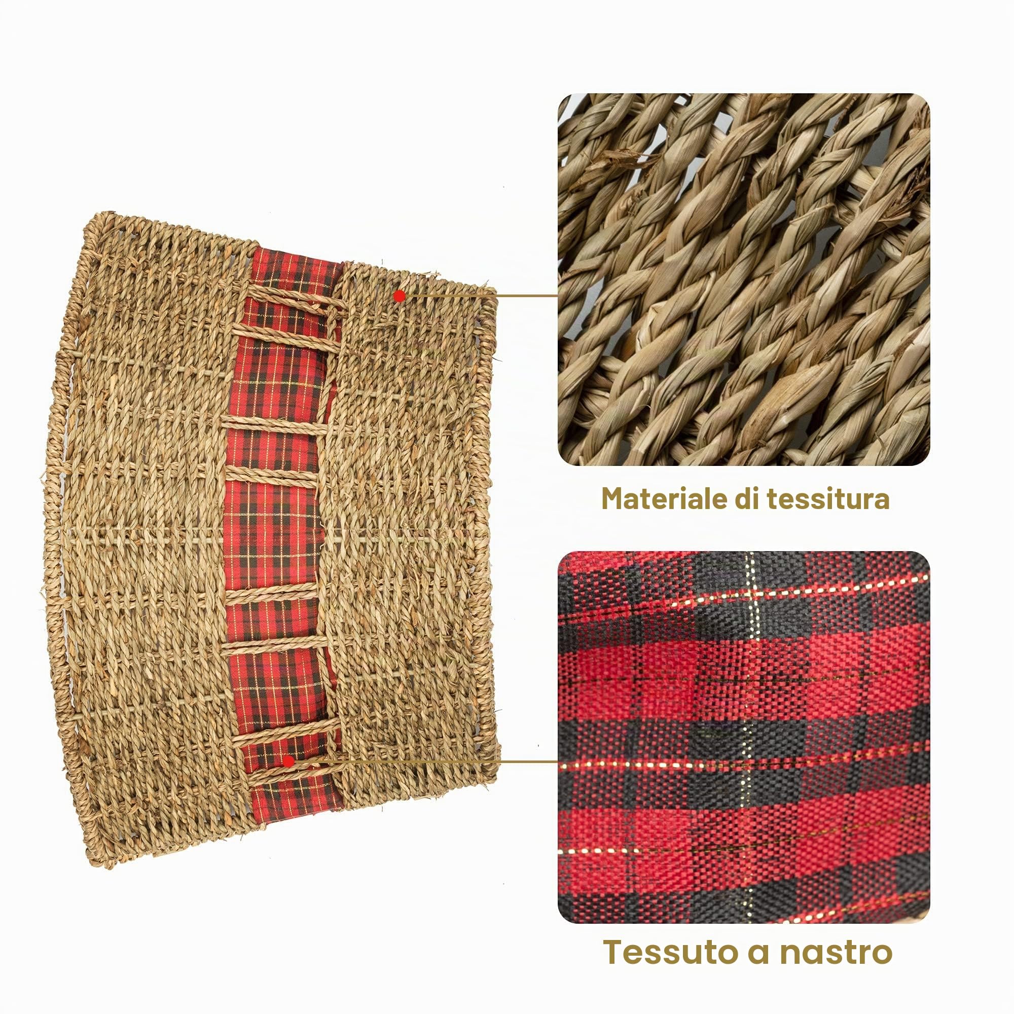 Base di supporto in rattan per albero di Natale copri base albero natale Collare Gonne (Rattan)