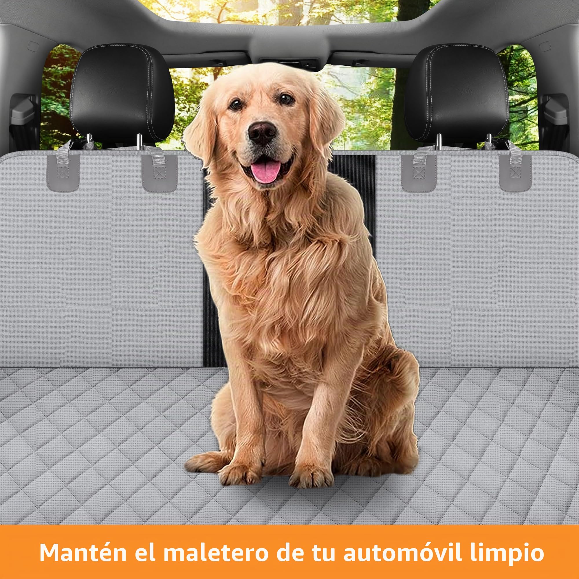 GXT Funda Protectora para Asiento Trasero de Perro para Coches, SUV y Camiones con Ventana de Malla, Material Antideslizante e Impermeable, a Prueba de arañazos, Gris Claro