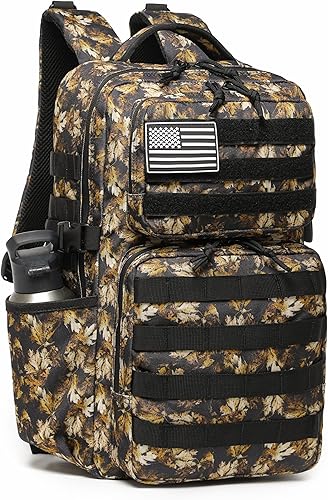 Vista 25 de Wotony Mochila Táctica Militar para Hombres Impermeable Mochila de Día Paquete de Asalto de 3 Días Bolsa Molle con Soporte para Botella de Agua Negro