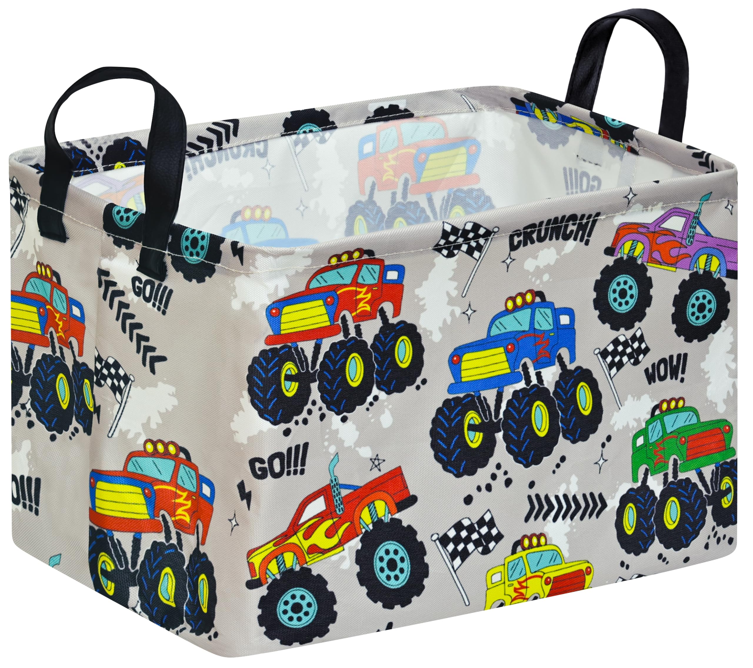 Baby Storage Basket Nursery Box Laundry Hamper Organization Bins for Toys and Clothes with Handles (Grey Car)
