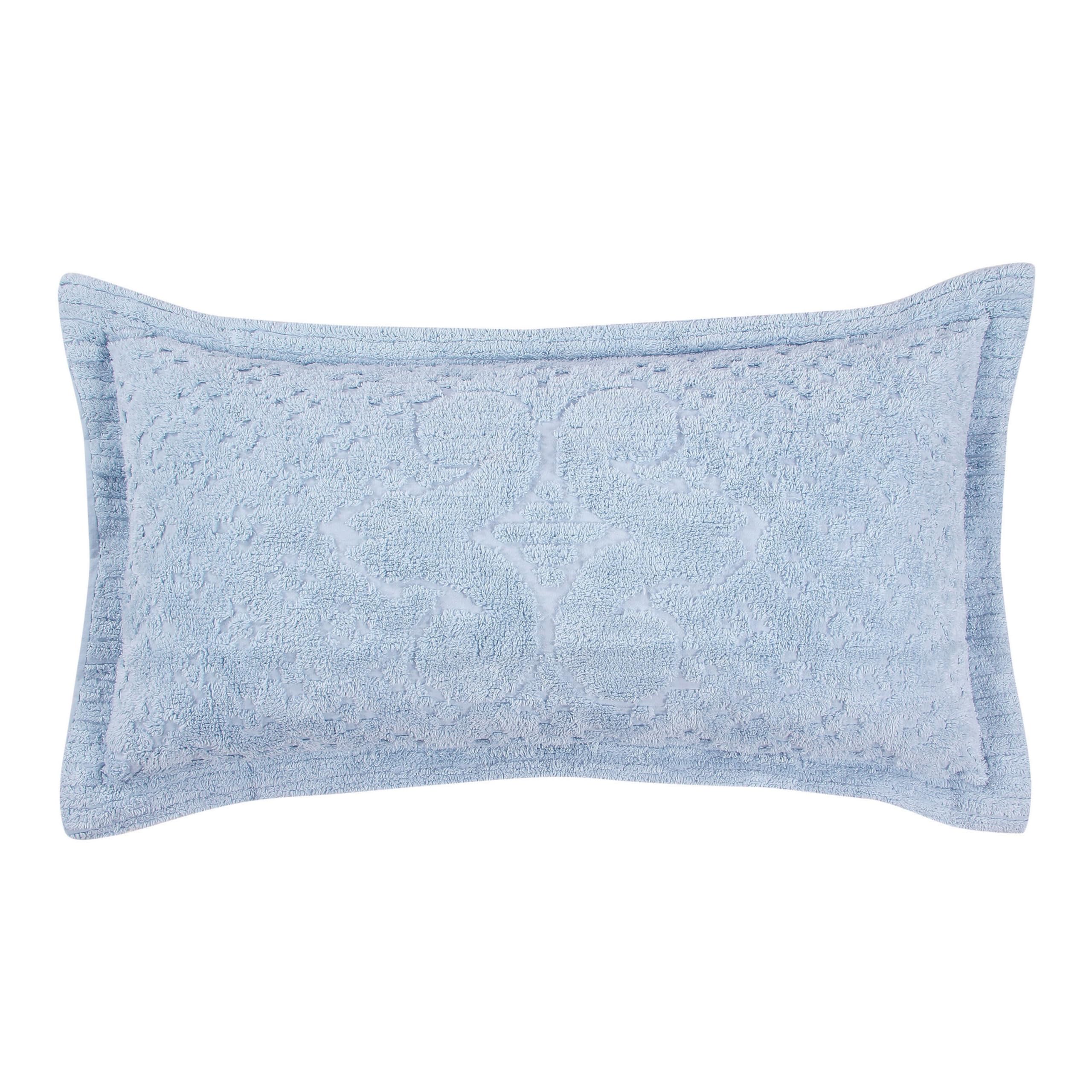 Better Trends Blue King Sham 100% Cotton Chenille Bedspread Sham, Soft and Cozy Tufted Tumble Dry (20x36 King Sham) Ashton Collection