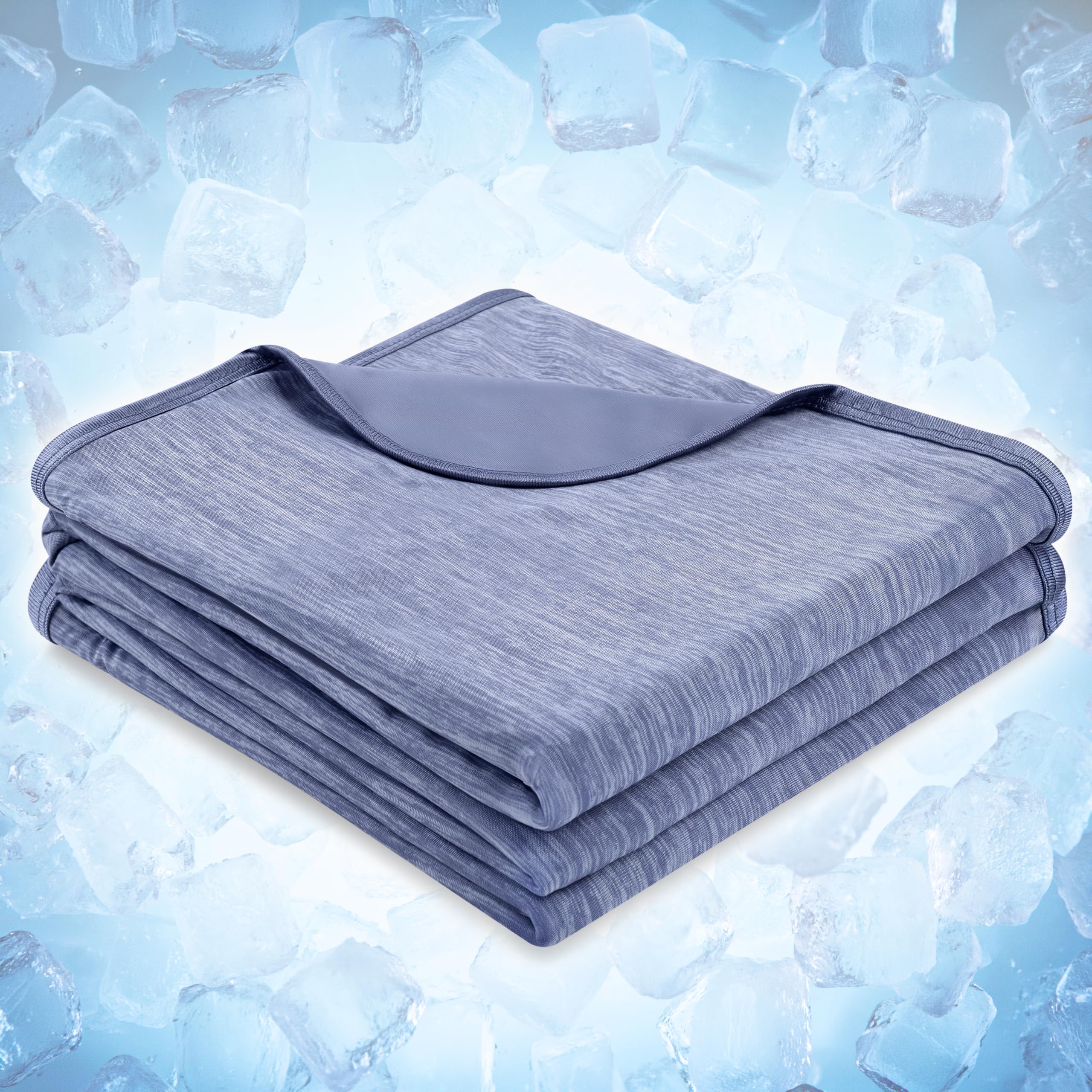 PAVILIA Cooling Blanket for Hot Sleepers, Lightweight Summer Blanket for Bed, Cooling Chill Throw Blanket for Night Sweats Absorb Heat for Adult Kid Baby on Warm Night, Navy, 50x60 inch