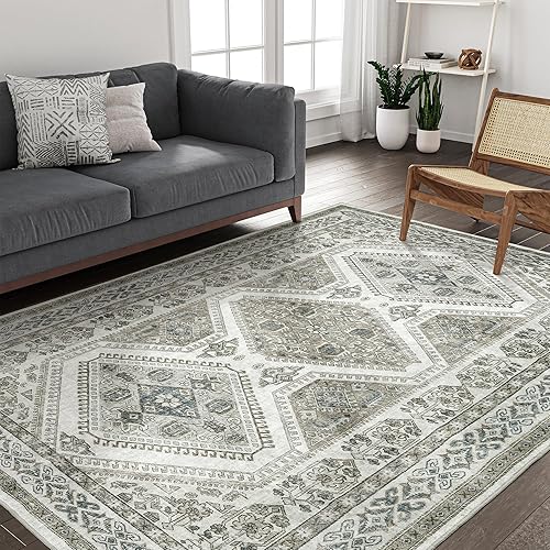 Miniatura 4 de Rugland Alfombras de 6 x 9 pies, resistentes a las manchas, alfombras antideslizantes para sala de estar, alfombras tribales vintage (6 x 9 pies,