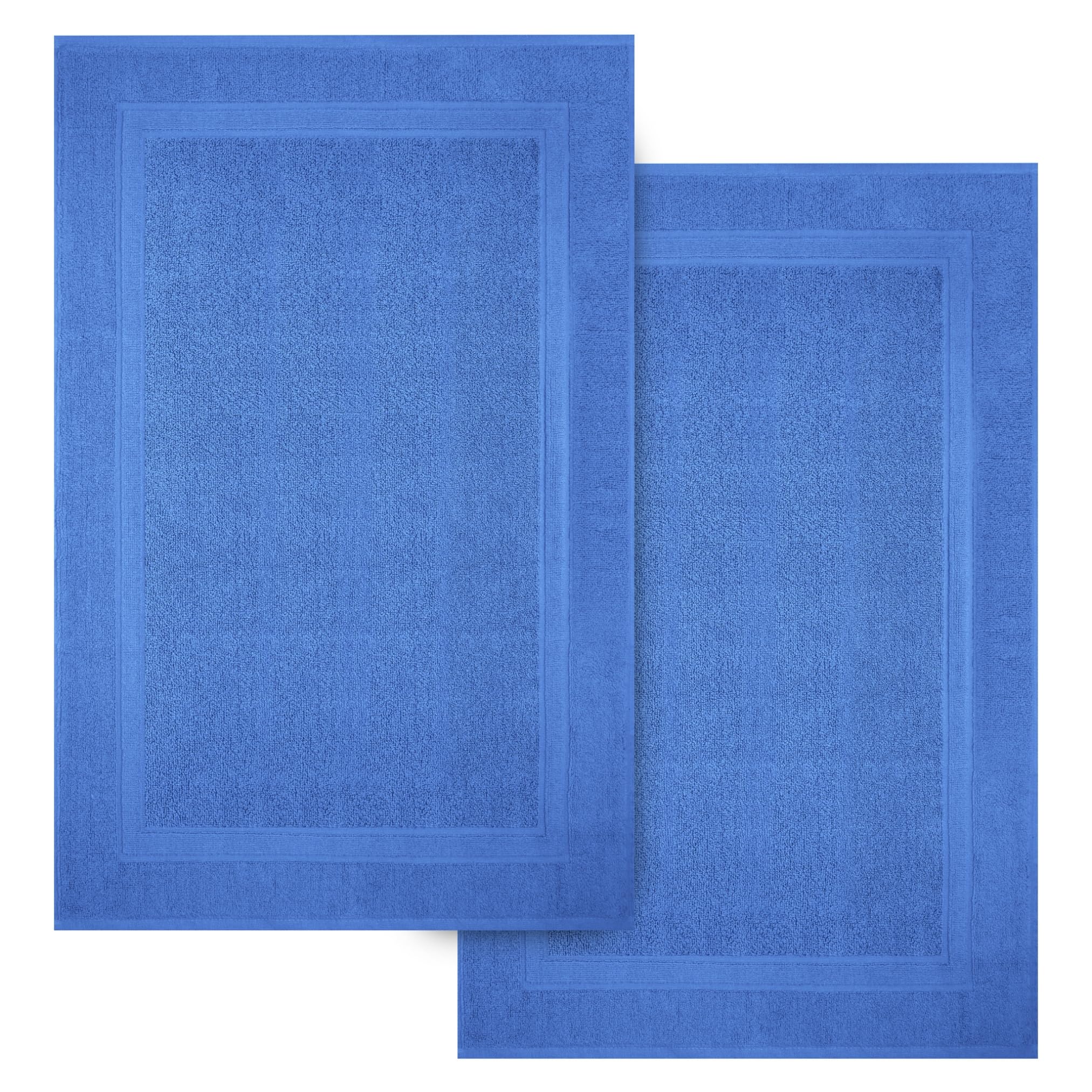 Infinitee Xclusives Premium Cotton Bath Mats for Bathroom Pack of 2 |86x55 cm| Ultra Soft, Super Absorbent, Non-Slip, Machine Washable Mats |Eloquent Blue| [Not a Rug]
