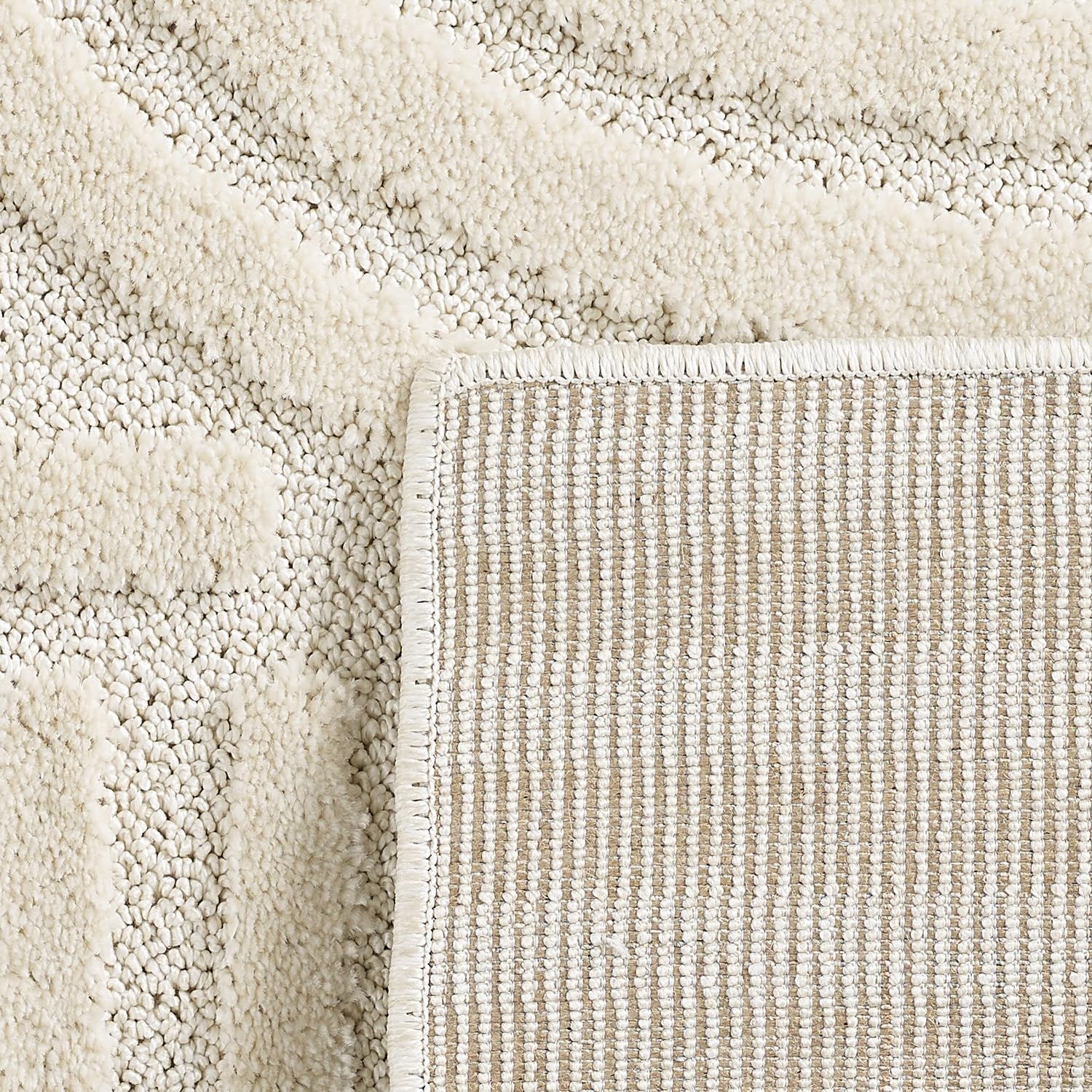 Carpettex Kurzflor Hochtief Teppich - 120 cm Rund Creme Skandi-Look - 3D Effekt Boho Muster Waschbar und Flauschig - Für Wohnzimmer, Schlafzimmer, Esszimmer und Küche