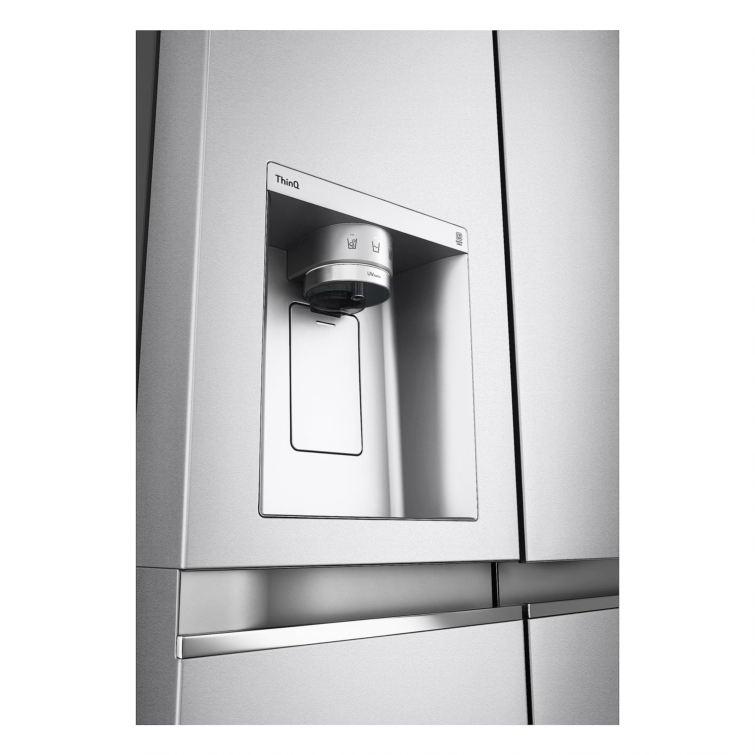LG GSLV91MBAD Frigorifero Americano Side-by-Side, Classe D, Frigorifero No Frost, 635L, Wi-Fi, Door & Linear Cooling, Fresh Balancer, Dispenser senza allaccio, Igienizzazione UVnano, Acciaio