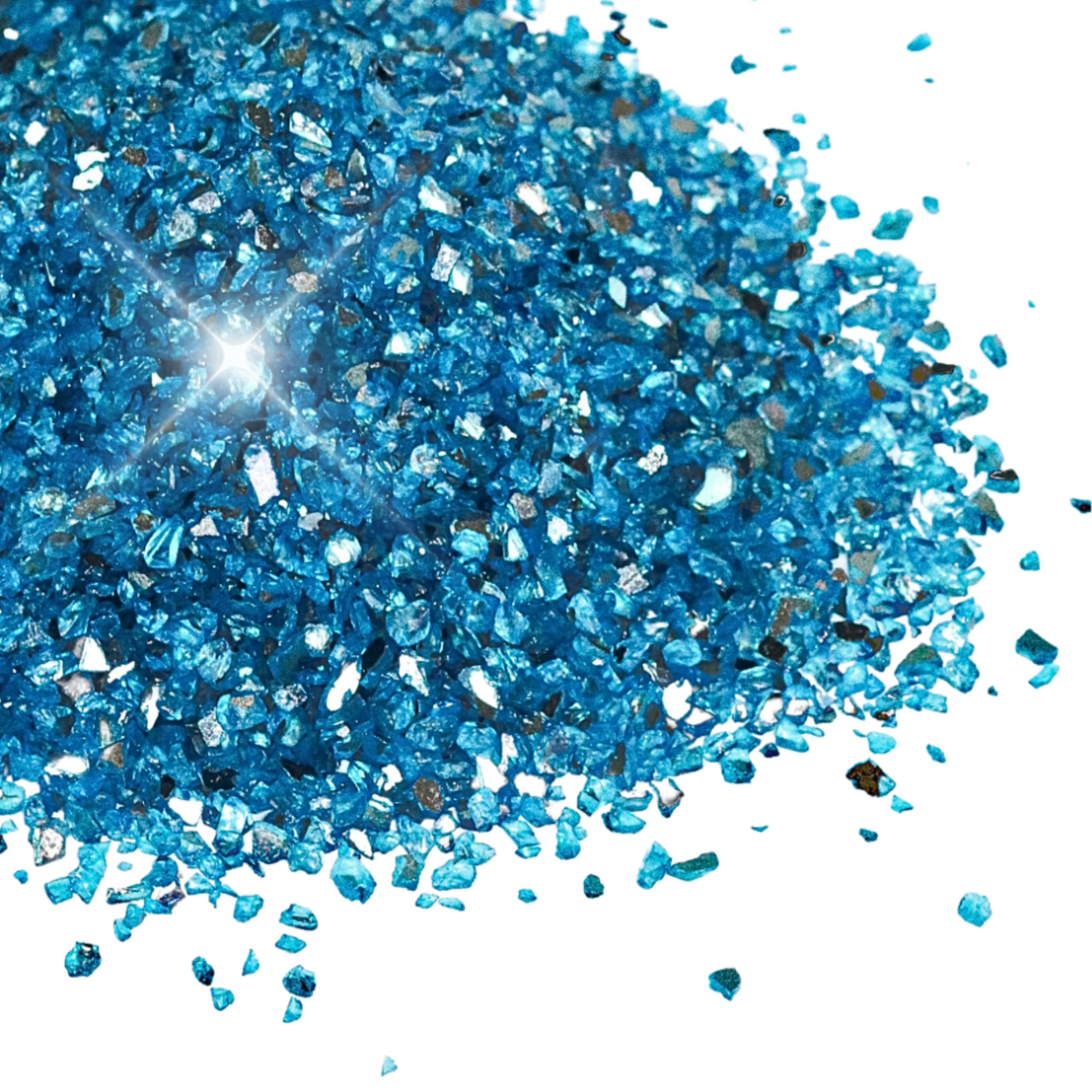 250g Blue Crushed Glass Mirror Side Broken Glass Chips 1-4mm Reflective Mirrored Granules Gravel Chunks Stones Vase Filler Garden Plants Resin Irregular