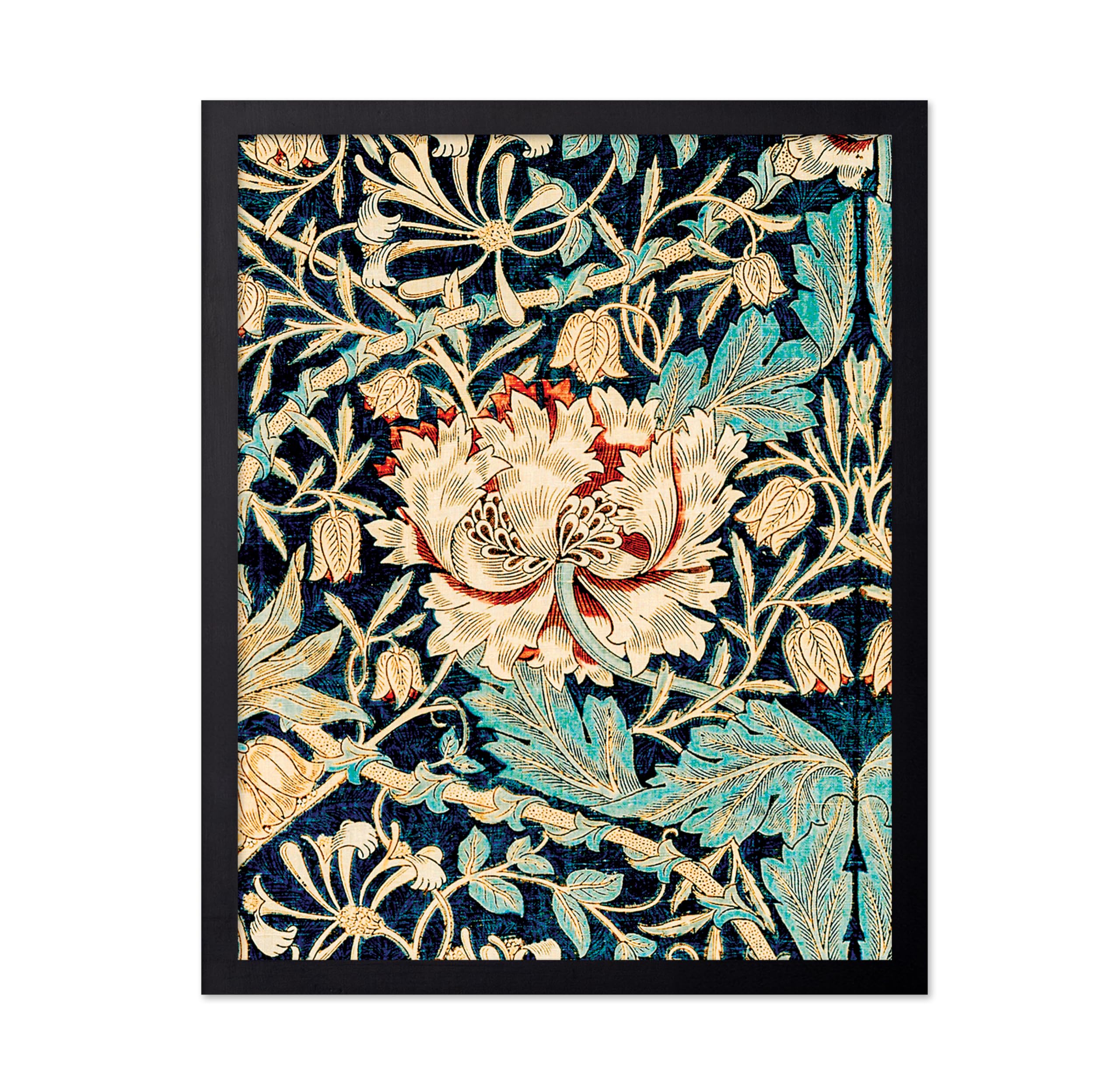 Monem Art Vintage William Morris Poster - Retro Honeysuckle Print - Floral Art - Flower Design - Botanical & Textile Print - Aesthetic Living Room or