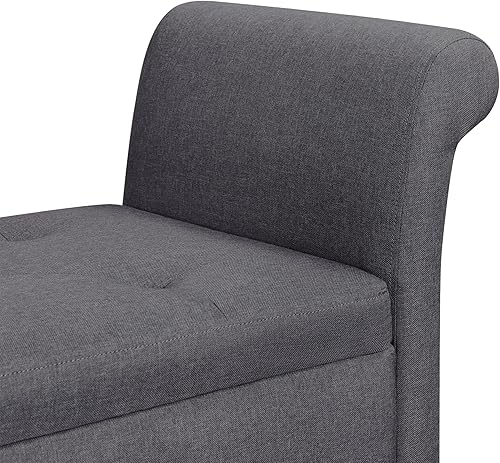 Miniatura 8 de Topeakmart Banco de almacenamiento moderno otomano de almacenamiento con brazos enrollados, reposapiés de pasillo, reposapiés con tapa para