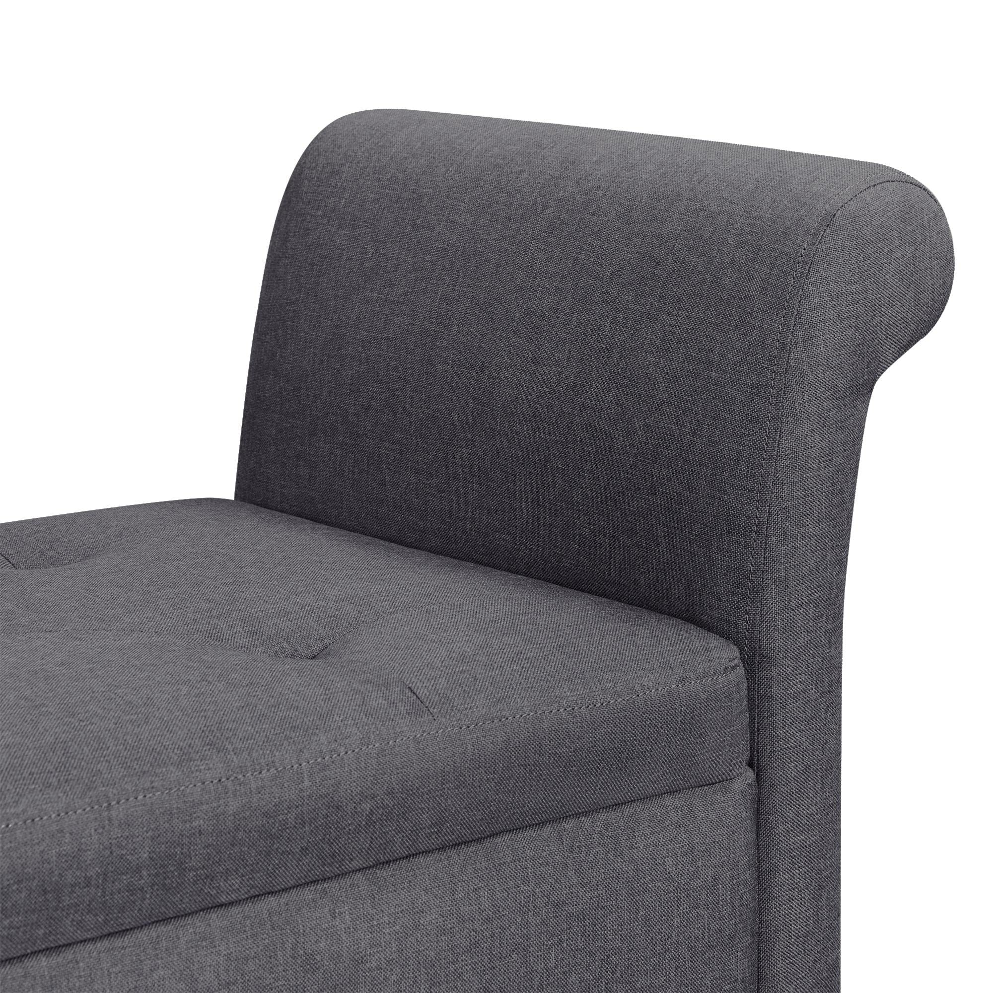 Yaheetech fabric modern tufted large storage bench with rolled arms