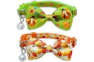 2 Pack Thanksgiving Cat Collars Breakaway Kitty Kitten Fall Holiday Turkey and...