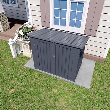 5x3 Ft Outdoor Trash Can Storage Shed with Double Lockable Doors, Sloping Roof Metal Garbage Bin Storage shed for Backyard, Garden, Lawn Gray, 5 * 3 * 4.5FT