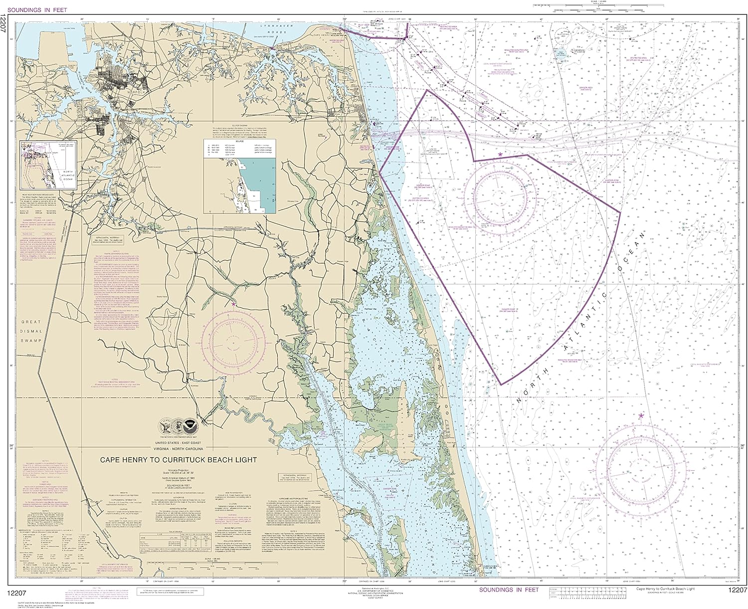 Decorative Nautical Chart - NOAA Chart 12207, Art Print Quality Map, Suitable for Framing. Wall Art, Printed on Demand. Ships Rolled.