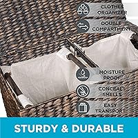 Vista 2 de Cesta para la ropa de BirdRock Home de jacinto de agua con interior dividido y forros de algodón extraíbles