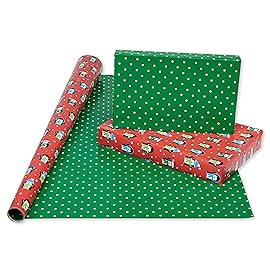 American Greetings Reversible Kids Christmas Wrapping Paper Rolls, Red, Blue, Green Holiday Gift Wrap (120 sq. ft., 3 Wide Rolls-40 in. x 12 ft.) Penguins, Snowmen, Merry Christmas, Ho Ho Ho