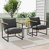 UXIE 3 Pieces Patio Furniture Set, Outdoor Metal Chair Patio Sofa Bistro Sets with Coffee Table & Thick Cushion, Gray