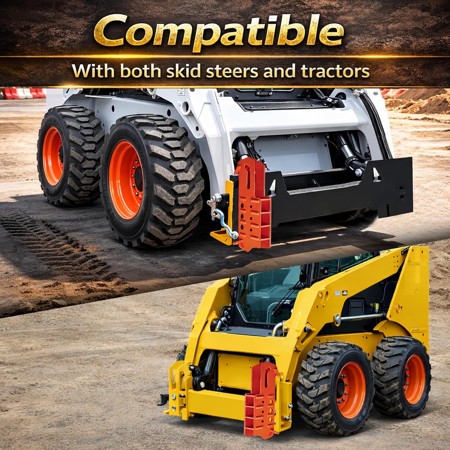 Skid Steer Hitch Attachment for Tractor & Skid Loader - Fits 2″ Receiver Tube & Universal Quick Attach Plate - 20,000 lbs Heavy Duty Towing Capacity with 3 Position Height Adjustment