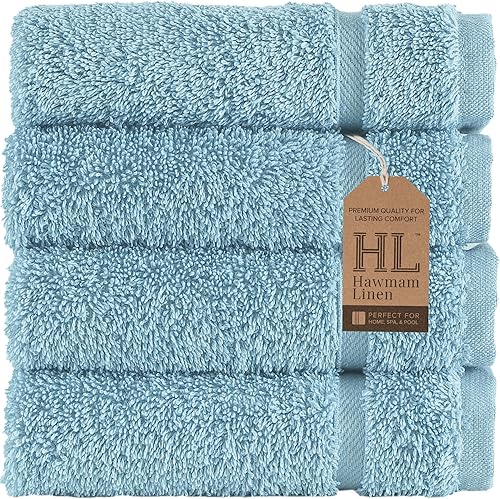 Hawman Linen - Juego de toallas pequeñas de algodón turco auténtico, prémium, con calidad de hotel, máxima suavidad y absorción, ideales para la