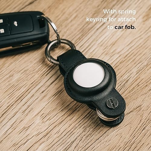 Miniatura 5 de Organizador de llaves Air Tag, llavero de cuero compacto para Apple AirTag, llavero y funda con llavero. Negro, sin Airtag