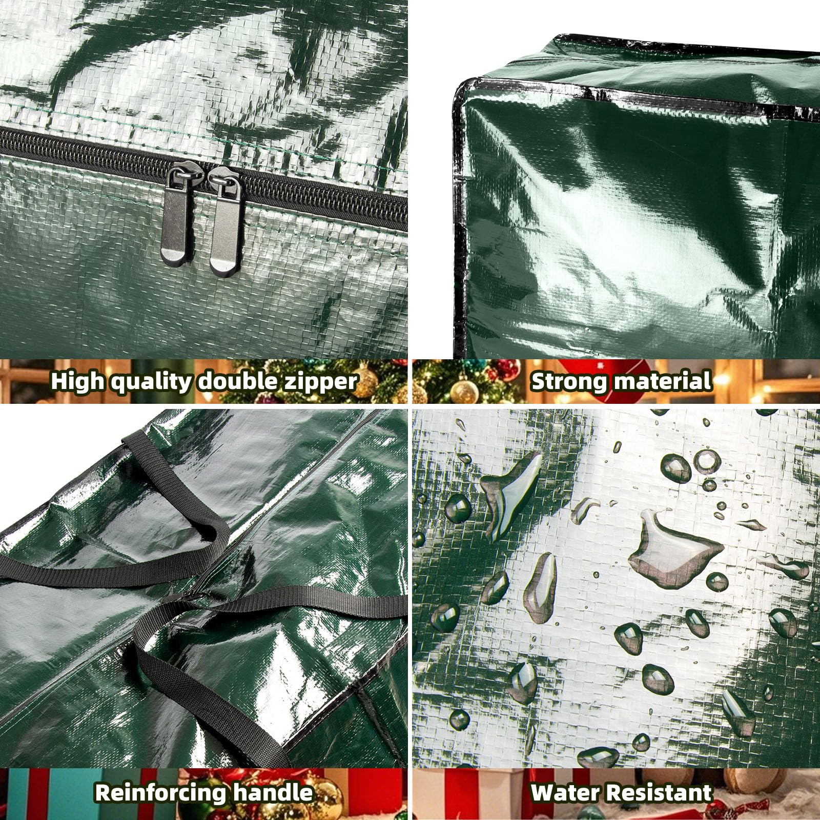Paquete de 2 Bolsas de Almacenamiento para Árbol de Navidad Extra Grandes Jumbo, Bolsas para Decoraciones y Luces Navideñas con Asas y Cremallera, Adecuadas para Árboles de Hasta 2,7 m, 160 CM