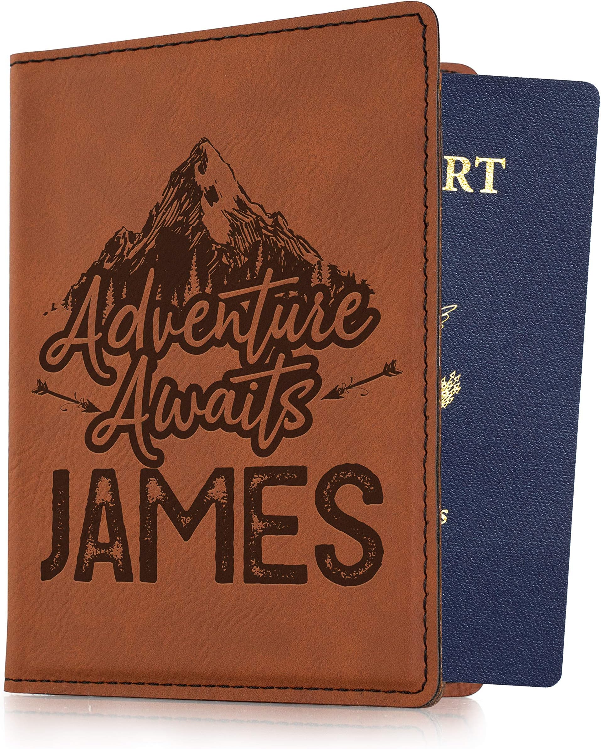 Lara Laser WorksPersonalized Passport Holder Cover Customized Wallet Travel Honeymoon Overseas American Passport 10 Colors (Chesnut)