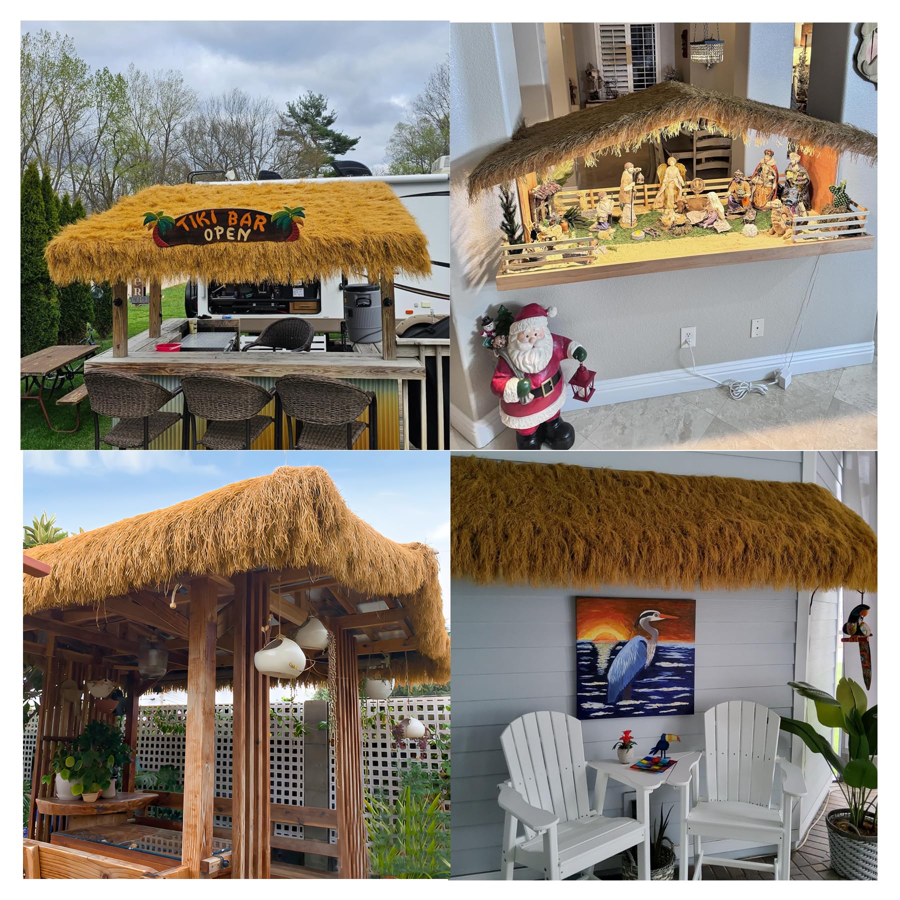 Chaume Synthétique Toit Tiki Bar,Rouleau de Paille Palapa Mexicain Artificiel,Décoration Toit en Chaume Ignifuge,Suitable for Gazebo, Pool, Beach and Hawaiian Parties(Size:1 * 10m)