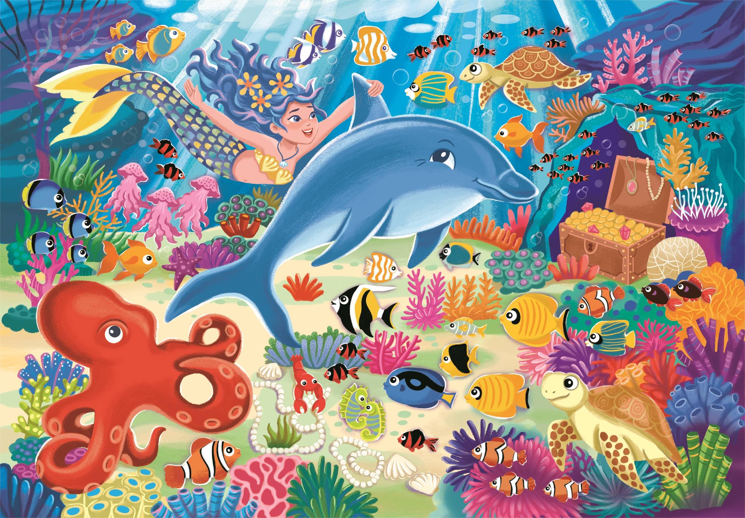 Clementoni - 20837 30 Pieces Supercolor Puzzle for Children 3+ Years, Illustration Animals Undersea Fun, Gift Idea, Made in Italy, 33.5 x 23.5 cm