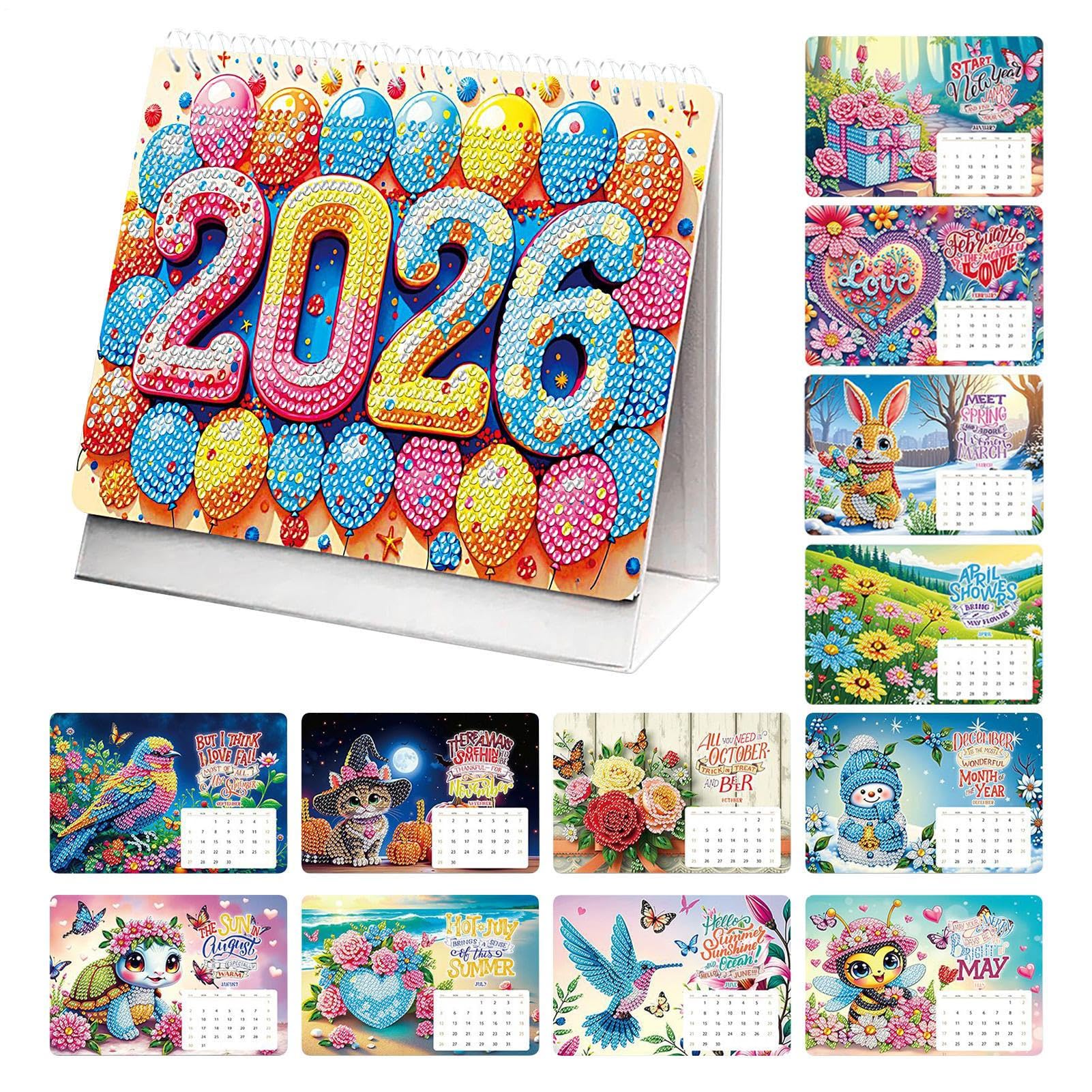 Calendario da Tavolo 2026 Planner Mensile e Decorazione Casa | Calendario da Tavolo Strass Art 2026 Planner per Scrivania per Ufficio, Scuola, Insegnante, Studente, Famiglia, Natale