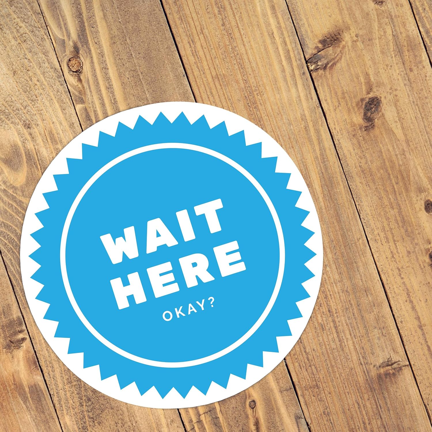 Wait HERE Social Distancing Floor Stickers - Pack of 10 Signs, 12" Round Blue Large Decals for (6ft) six feet Social Safety Floor Marker; for Stores, Shops, Restaurants ; Best for Interior Design: Industrial & Scientific