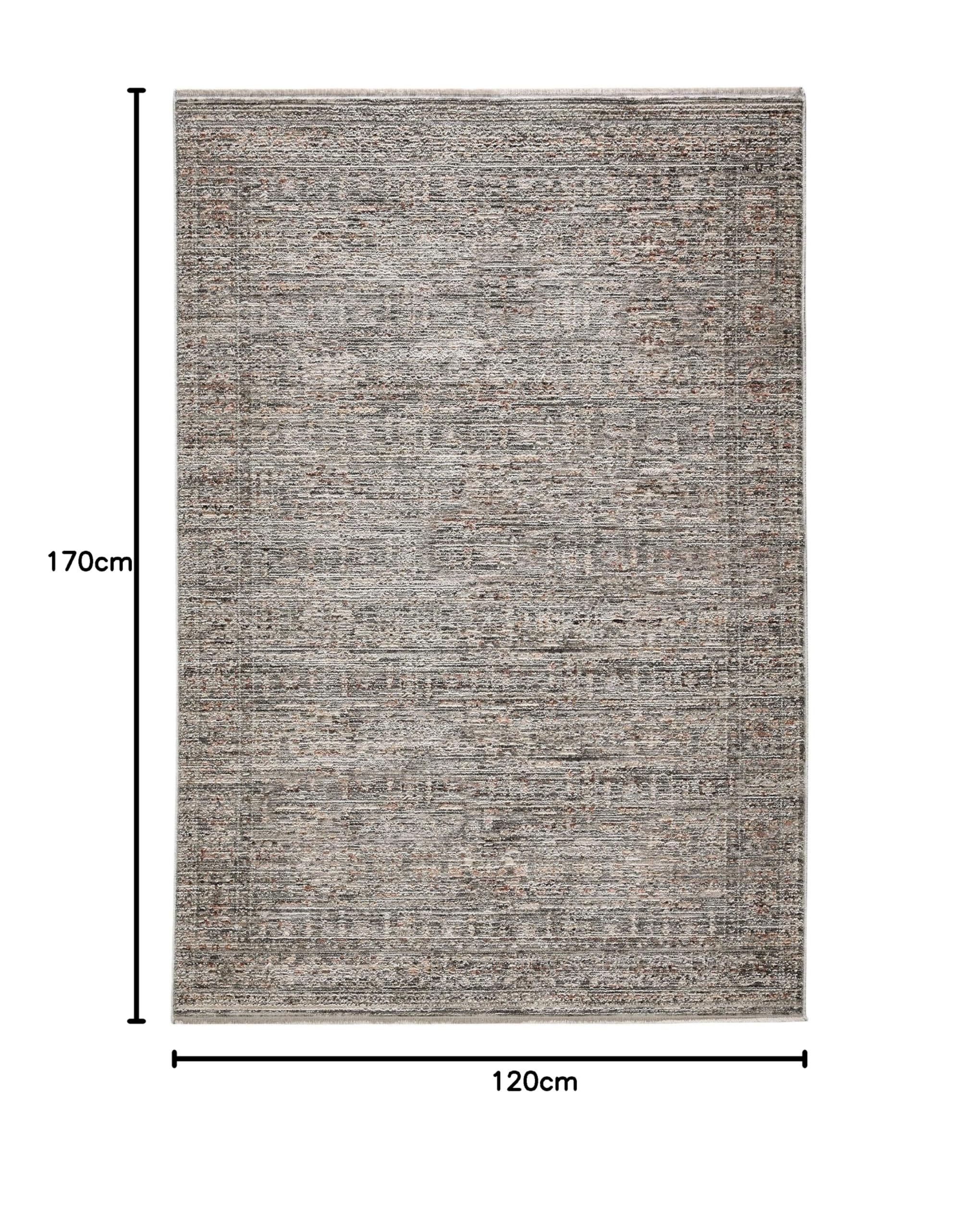 benuta Nest Tapis Anwar - Gris/orange - 120 x 170 cm - Fibre synthétique - Rectangulaire & style : traditionnel, oriental - Facile d'entretien pour salon, chambre à coucher