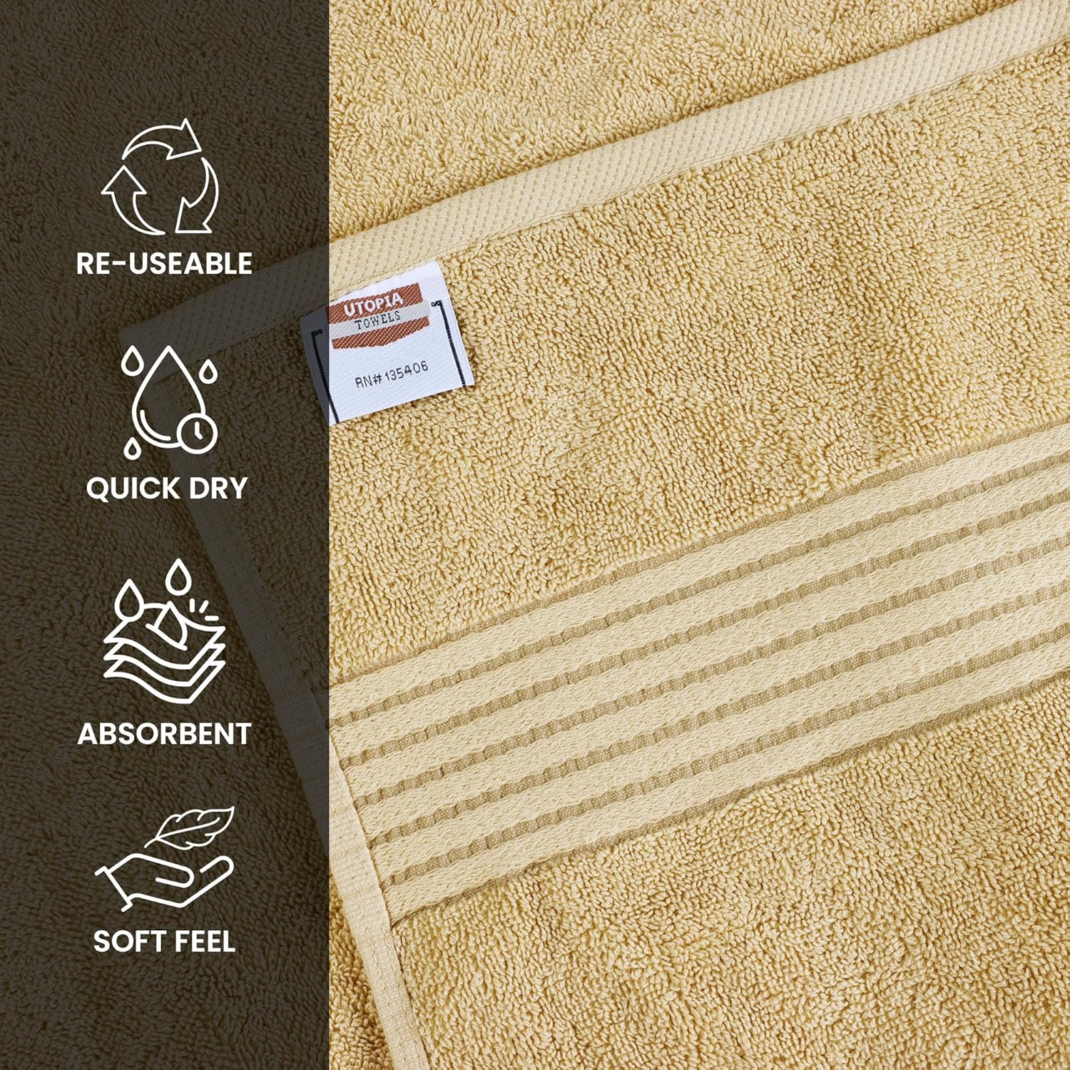 Utopia Towels 6 Pack Bath Towels Set, (27 x 54 Inches) 100% Ring Spun Cotton, Quick Dry, Highly Absorbent, Soft Feel Towels (White, Cool Grey, Turqoise, Sage Green, Navy, Beige)