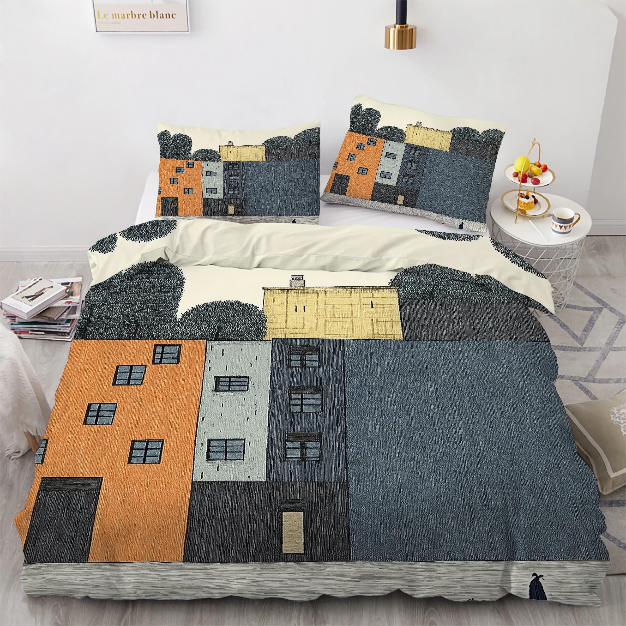 Housse de couette 240 x 260 Ville pour une d&eacute;coration urbaine chic de votre chambre