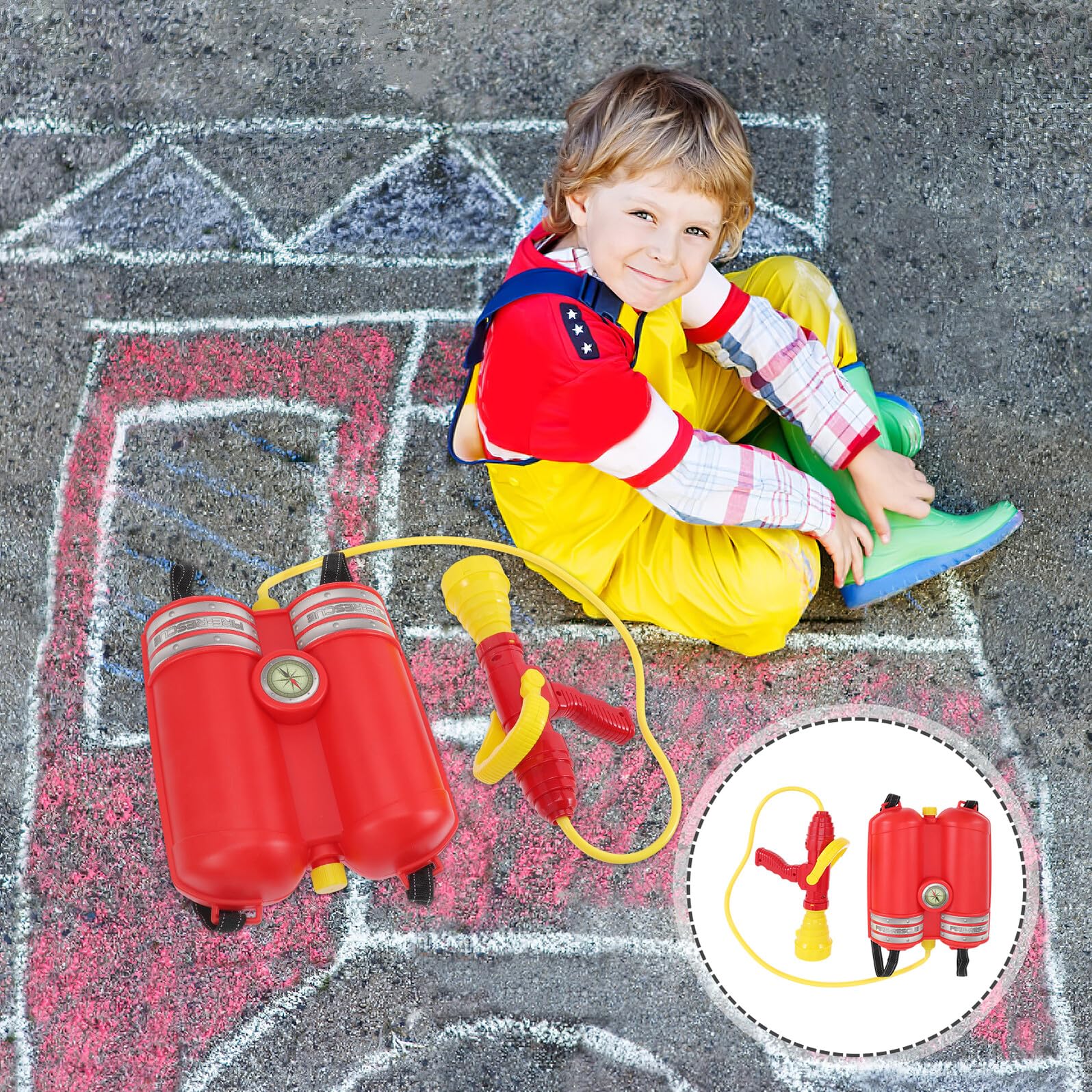 ifundom Mochila de Agua para Pistola de Agua con Dispositivo de Lanzamiento Juguete de Verano para Exteriores Color Rojo Juguete para Combatir Incendios y Juegos Acuáticos Adecuado