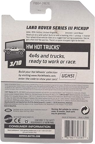 Miniatura 6 de Hot Wheels Land Rover Series III Pickup 111250, rojo