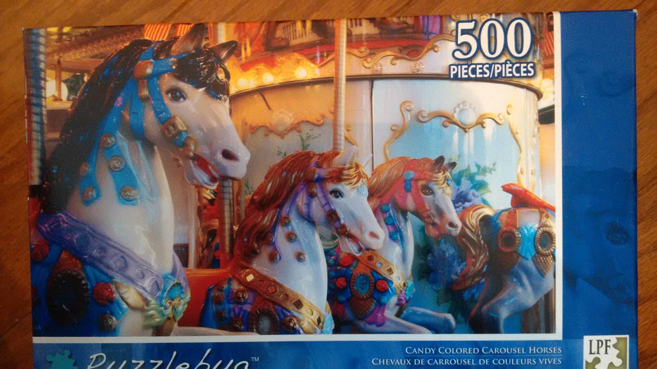 PuzzlebugCandy Colored Carousel Horses 500 Pc Puzzle by LPF by LPF