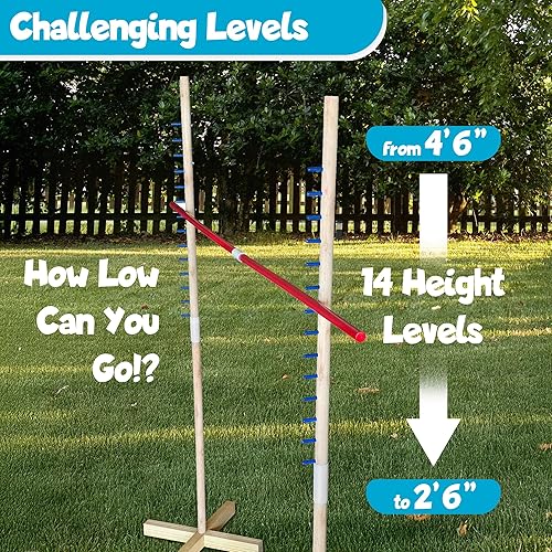 Miniatura 4 de WonkaWoo Juego de limbo de madera para adultos y niños, instalación simple para juego de fiesta Luau al aire libre, juego de limbo de madera para