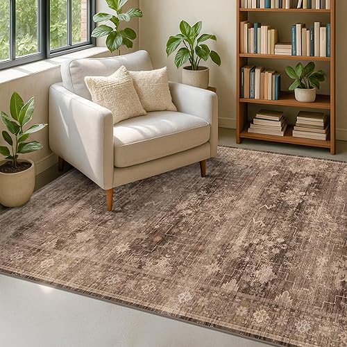 Miniatura 45 de Alfombra de Pasillo de Baño Lavable Oushak 2x5 - Floral Pastel Bohemio Ecléctico, Alfombra Pequeña Antideslizante de Pelo Bajo Resistente a Manchas