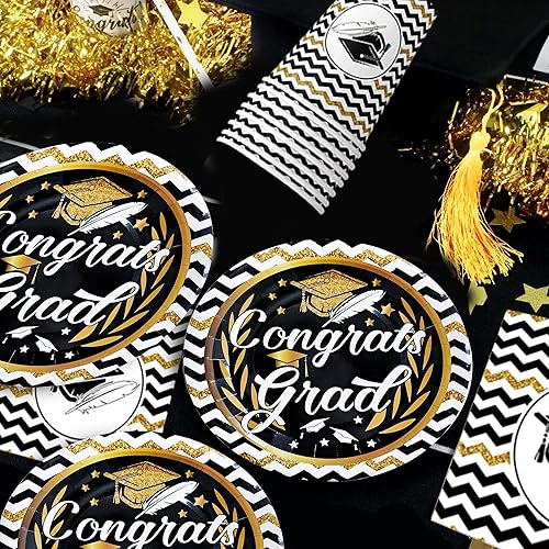 Miniatura 7 de KatchOn, Platos y servilletas de graduación 2023  Sirve a 25 personas  Suministros para fiesta de graduación 2023  Platos y servilletas de