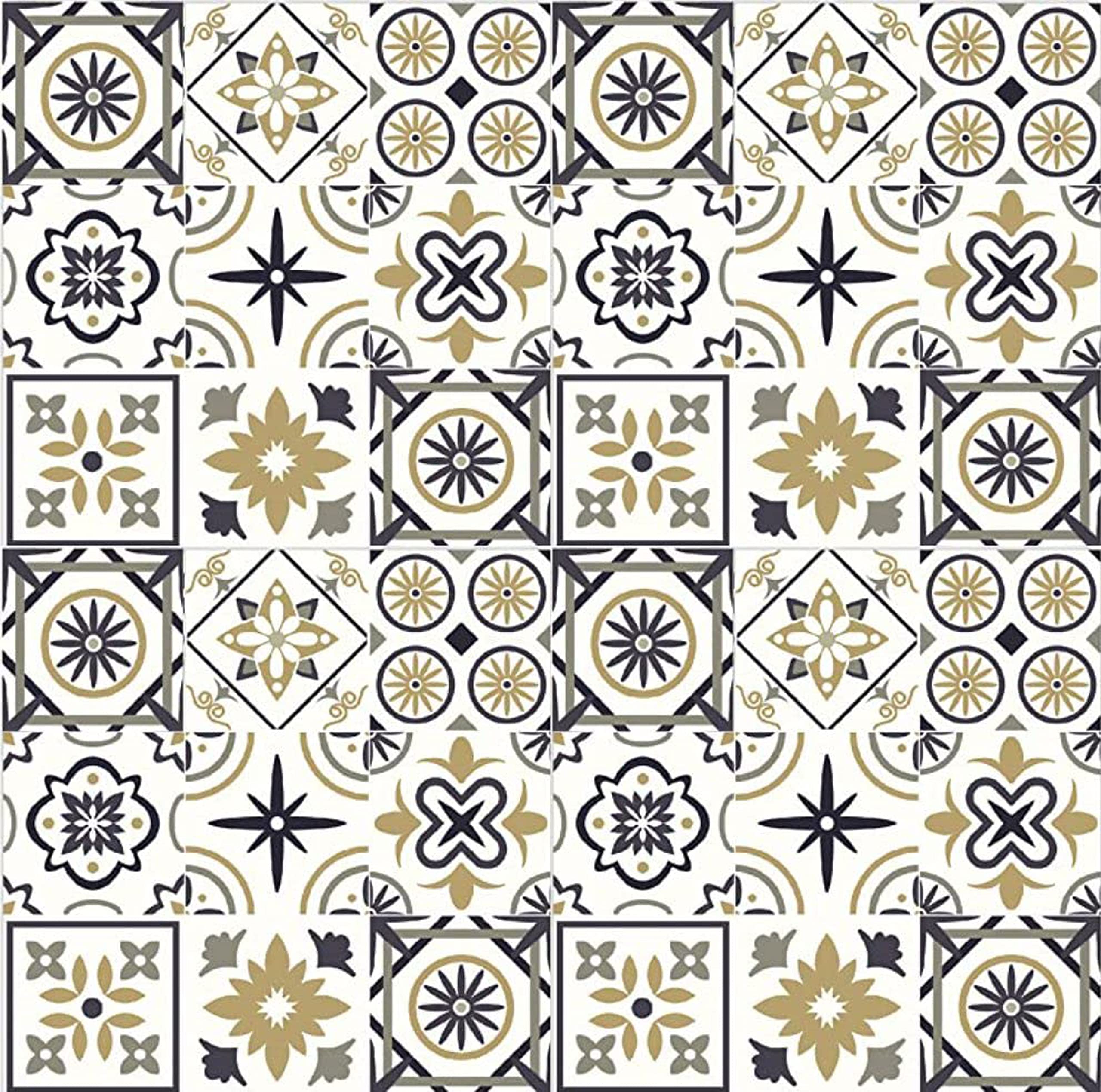 ELTON Morrocon Spanish Tile Decals for Table Wall Stairs Bathroom & Kitchen Self Adhesive Easy to Apply (6x6 inch 36 pic, c)