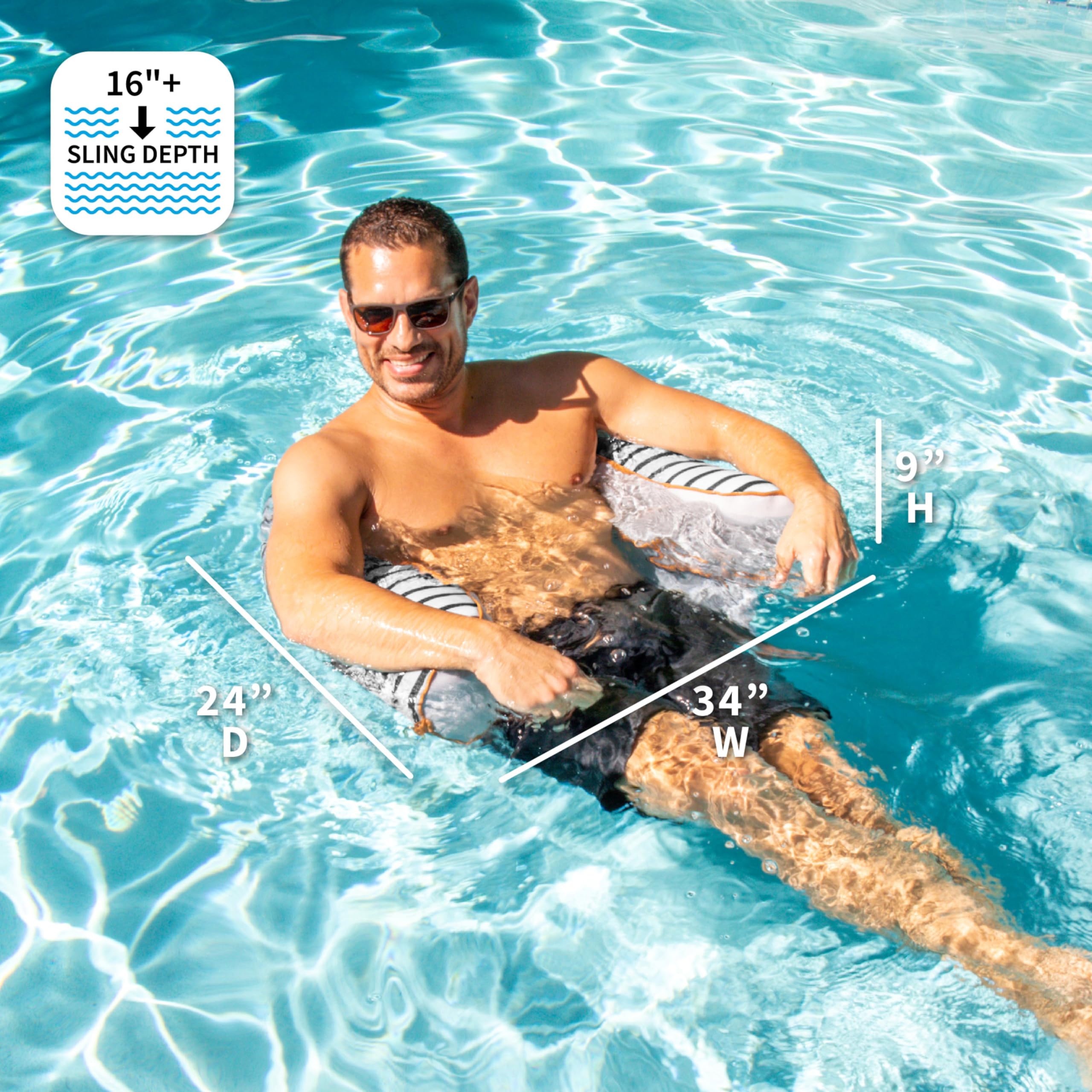 Snapklik.com : Lux Bali Sling Pool Float, Black And White Cape Stripe ...