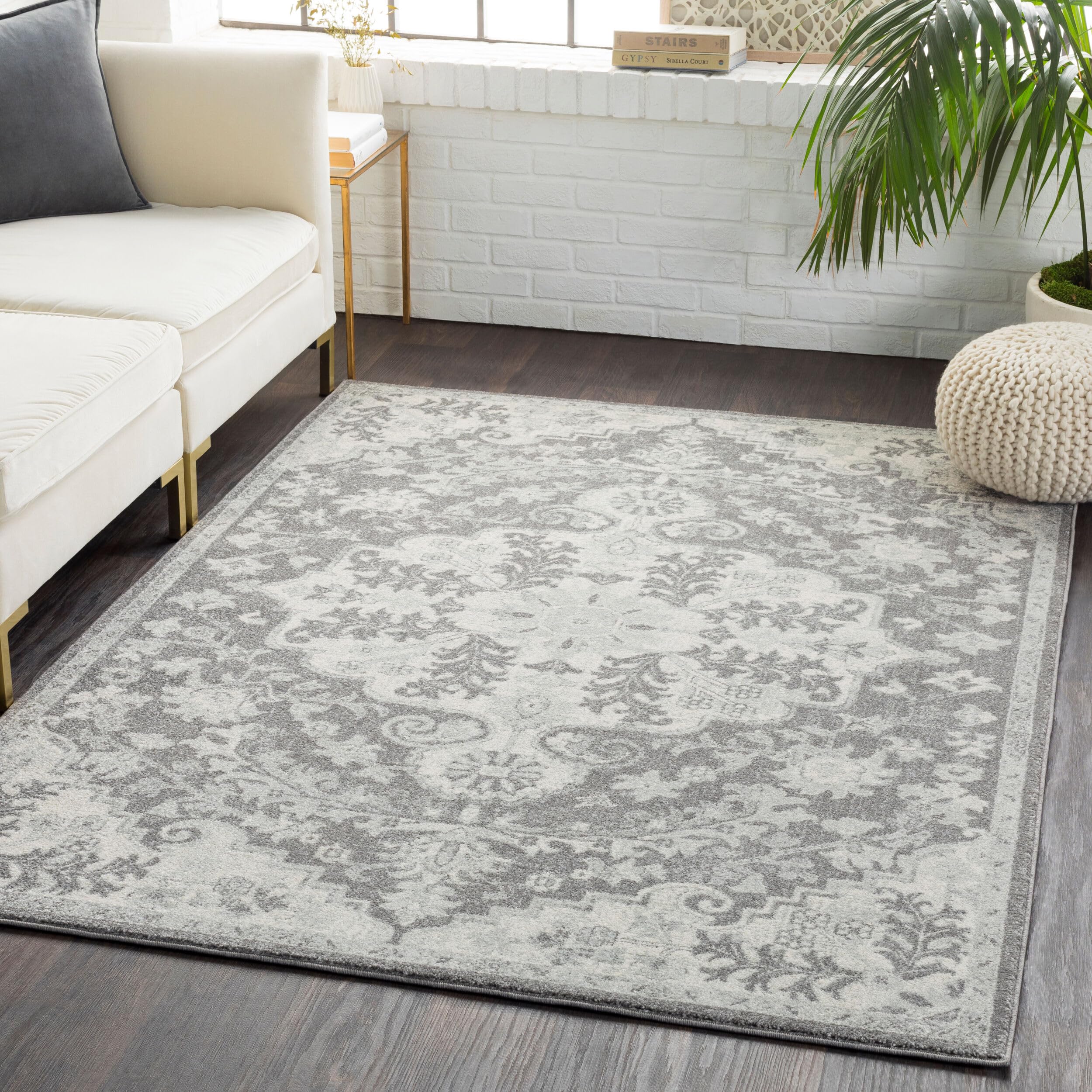 Livabliss Lou Asmara Vintage Design – Living Room 160x220 cm, Hallway Bedroom Use, Scandi Neutral Look, Traditional Boho Style, Easy Care Pile, Grey Beige Black