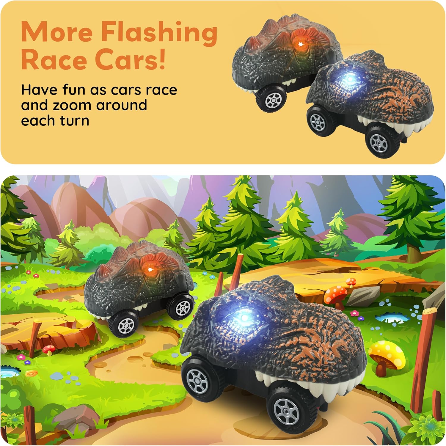 PicassoTiles 2 Piece Swift Highly Detailed Race Track Truck Dinosaur Cars Accessories in Bulk Package Compatible with STEM Magnetic Tile Race Track Building Kits for Kids Boys & Girls Ages 3+ PTE10
