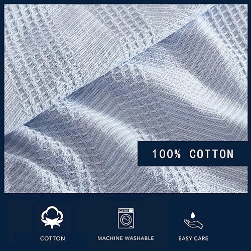 Miniatura 4 de Nautica - Manta Queen, ropa de cama de algodón suave, peso medio para todas las estaciones (azul claro Chevron, Queen)