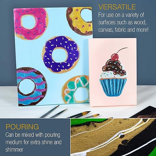 Miniatura 6 de U.S. Art Supply Juego profesional de 12 colores de pintura acrílica metálica, tubos grandes de 2.5 fl oz, colores de perlas vívidos y ricos para