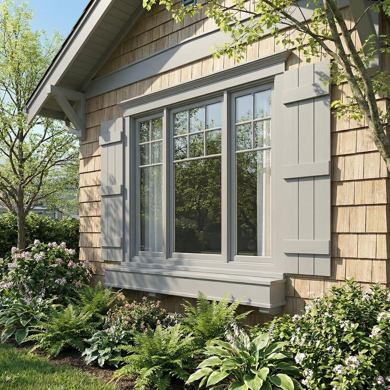 14"W x 59"H EverColor Joined Board-n-Batten Exterior Viny Shutters, w/Installation Shutter-Lok's & Matching Screws (Per Pair), Paintable