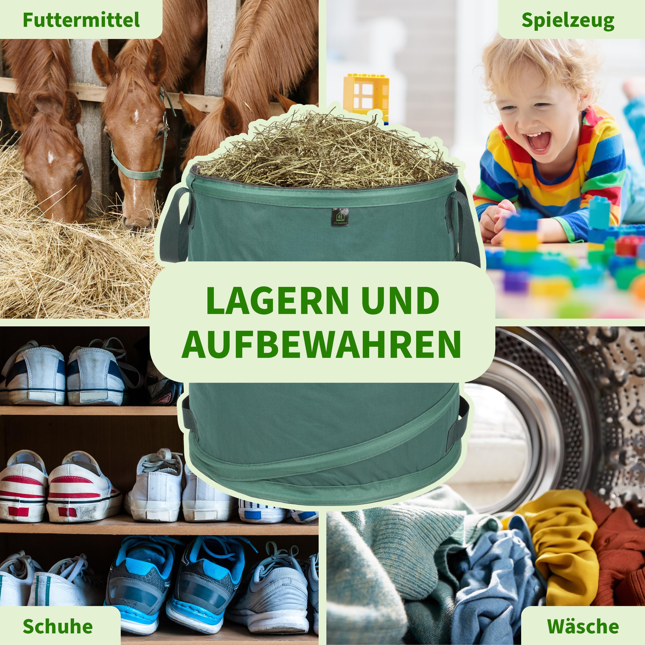 TTL Garden Sacchi Da Giardino Pop Up 215L - Set Di 3 Con Doppio Fondo Rinforzato