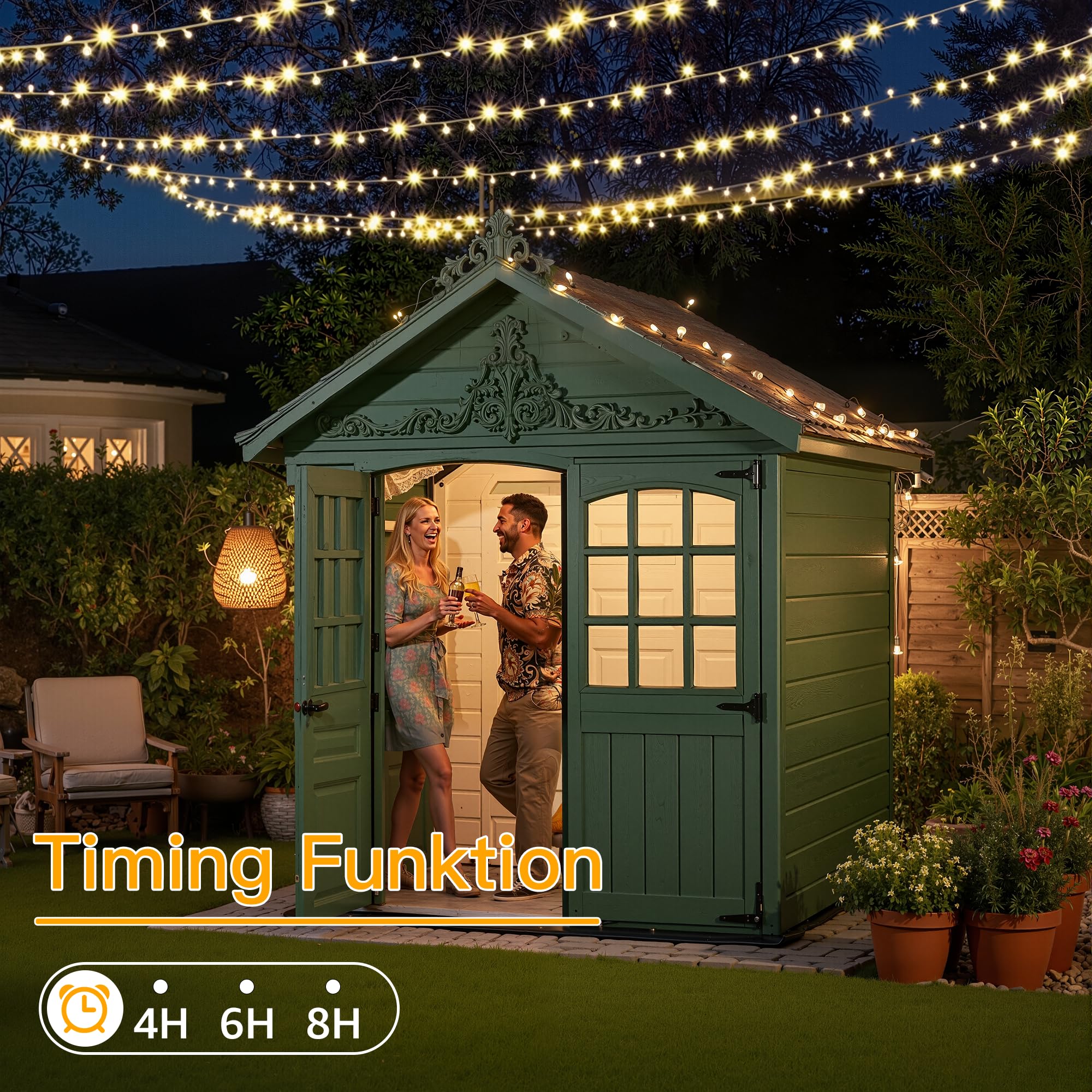 Ollny Lichterkette außen 100M 1000 LED, Lichterkette lang mit Fernbedienung 8 Modi Timer, IP44 wasserdicht Lichterkette outdoor für Party Hochzeit Ostern Garten Balkon(warmweiß)